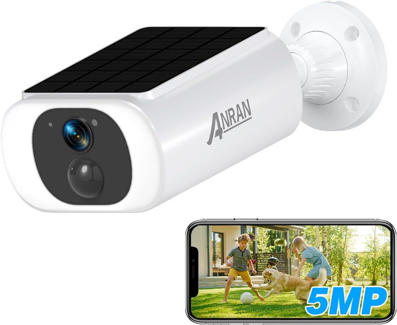ANRAN 5MP Solar Security Camera Outdoor, Wireless Battery Powered WiFi Camera for Home Surveillance with Buit-in Solar Panel, Color Night Vision, 2-Way Audio, Siren Alarm, Works with Alexa, C3 Max - Image 1